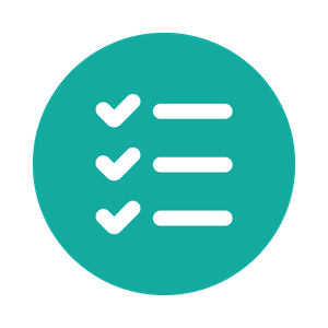 Checklist icon with three check marks and lines.