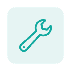 Icon of a wrench, representing tools or repair.