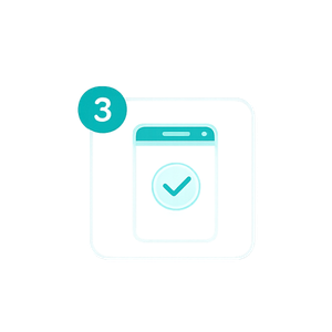 Digital illustration showing a smartphone with a checkmark on the screen, and a blue circle with the number 3.