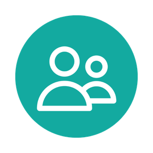 Icon of two people with a green background