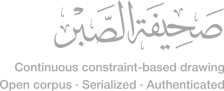 Ṣaḥīfat al-Ṣabr — Continuous constraint-based drawing. Open corpus, serialized, authenticated. Enter the project.