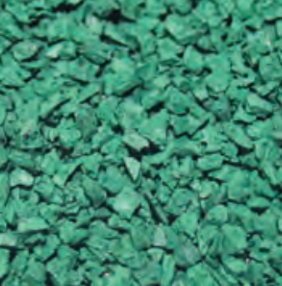 Close-up of small, irregular green gravel stones.