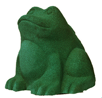 Green frog-shaped sculpture