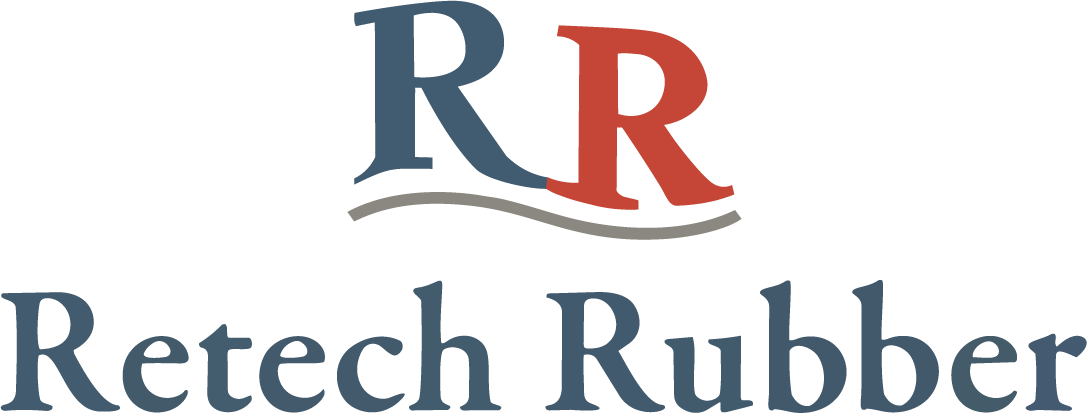 Logo of Retech Rubber with the initials R R in red and blue, and the company name beneath.