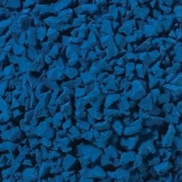 A close-up view of small, blue rocks or gravel.