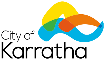 Colorful abstract shapes with blue, yellow, orange, and green elements.