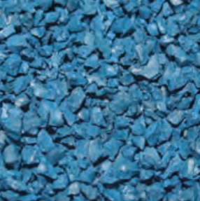Close-up of blue crushed stones or gravel.