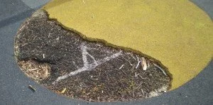 Close-up of a nail with significant rust and corrosion on the surface.