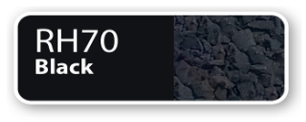Black paint sample label with the text 'RH70 Black'