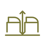 Stylized logo with the word 'A' and an upward arrow in the center, resembling an artistic initials design