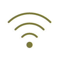 Wi-Fi signal icon with curved lines above a dot