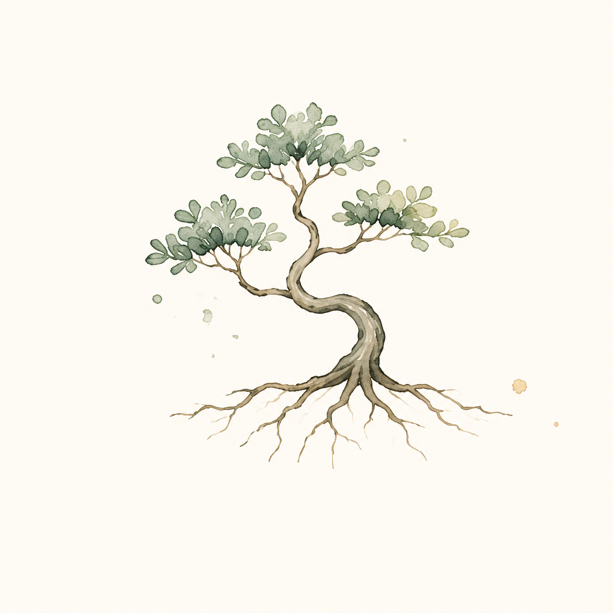 Illustration d’un arbre aux racines apparentes et au tronc sinueux, évoquant l’ancrage et la croissance.
