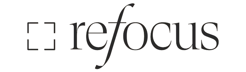 Logo del marchio Re/Focus con testo stilizzato