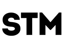 Black text displaying the acronym 'STM' on a white background