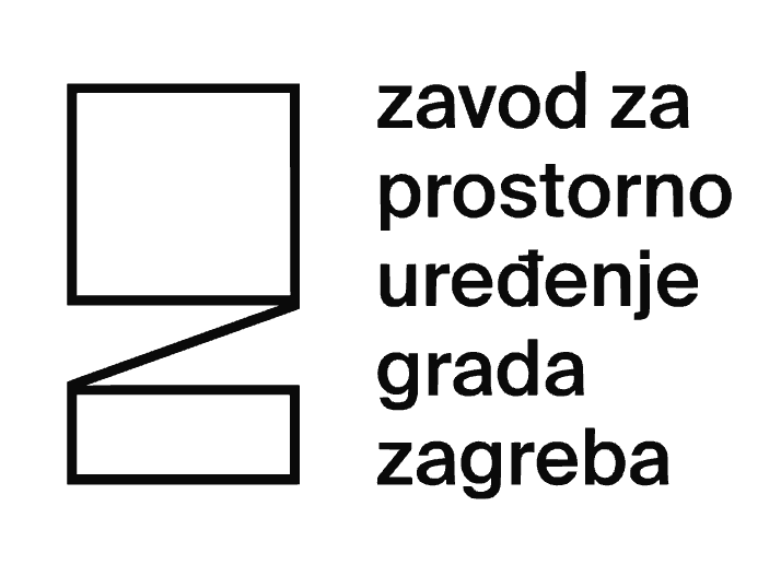 Logo for the City of Zagreb with a stylized square and diagonal line, and text in Croatian that reads 'zavod za prostorno uredjenje grada zagreba'.