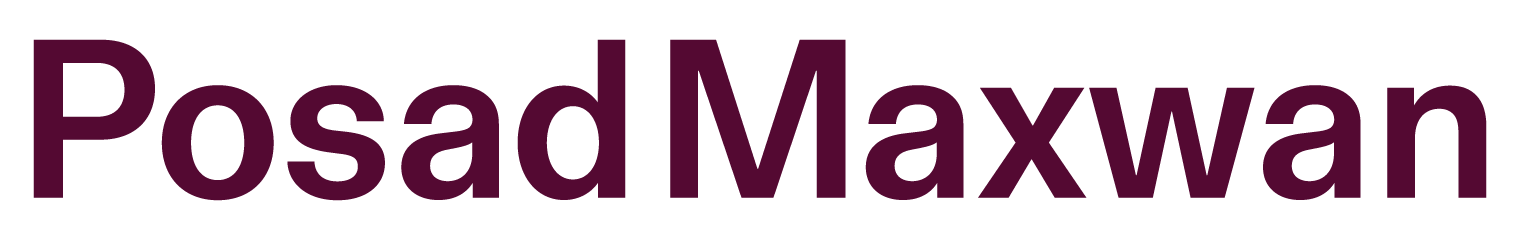 Text in large purple letters spelling "PosadMaxwan" on a transparent background.