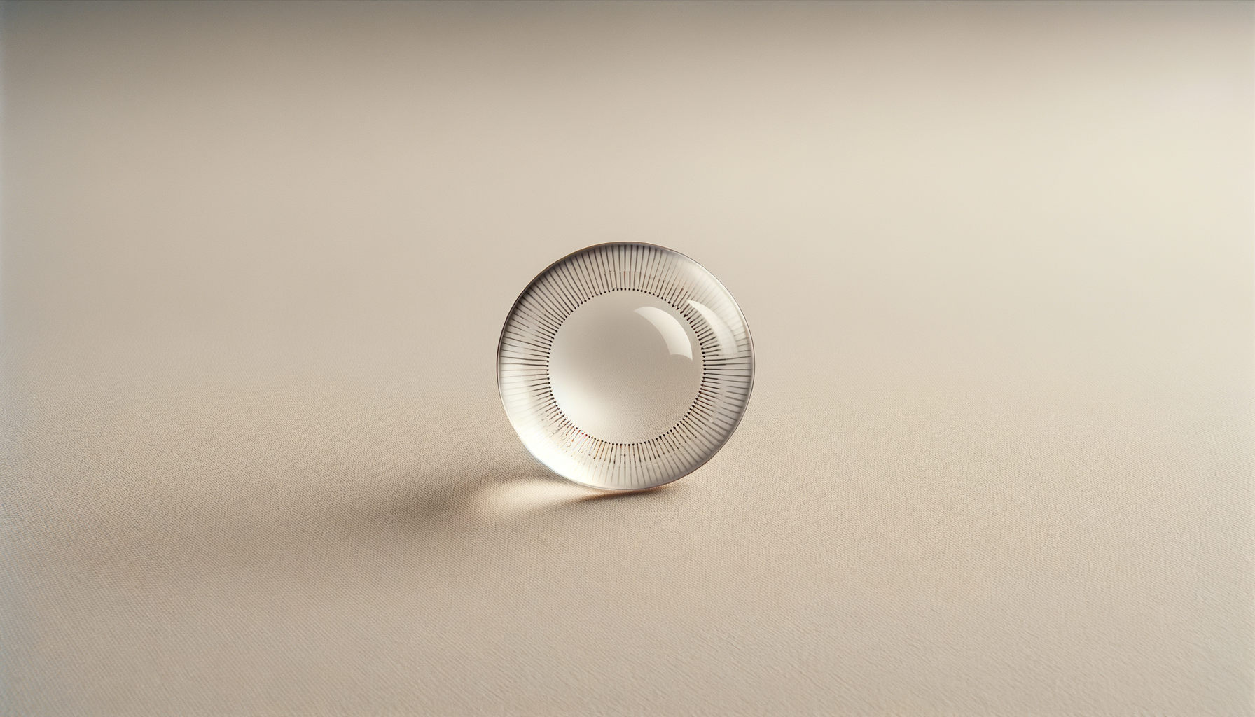 A round, silver decorative object with black lines radiating from the center, placed on a beige surface with a plain beige background.