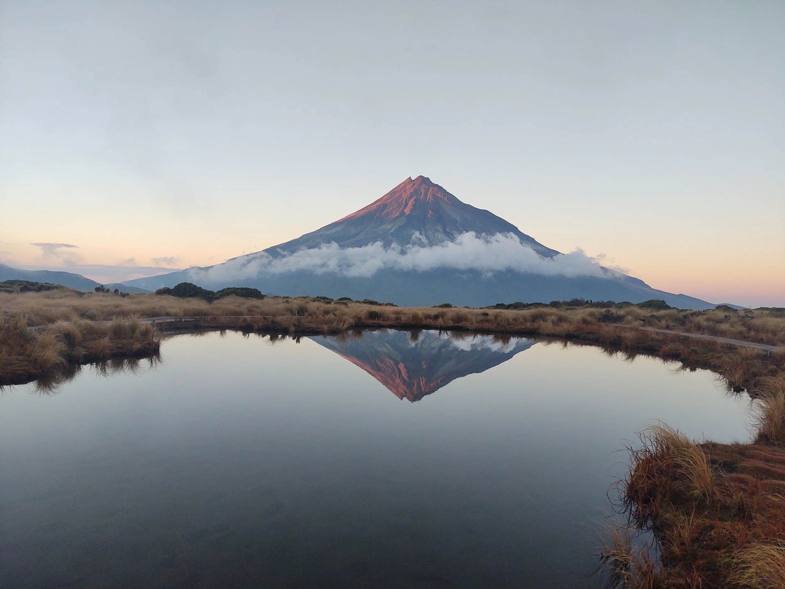 Pouakai Tarns with Mount Taranaki reflected in the water