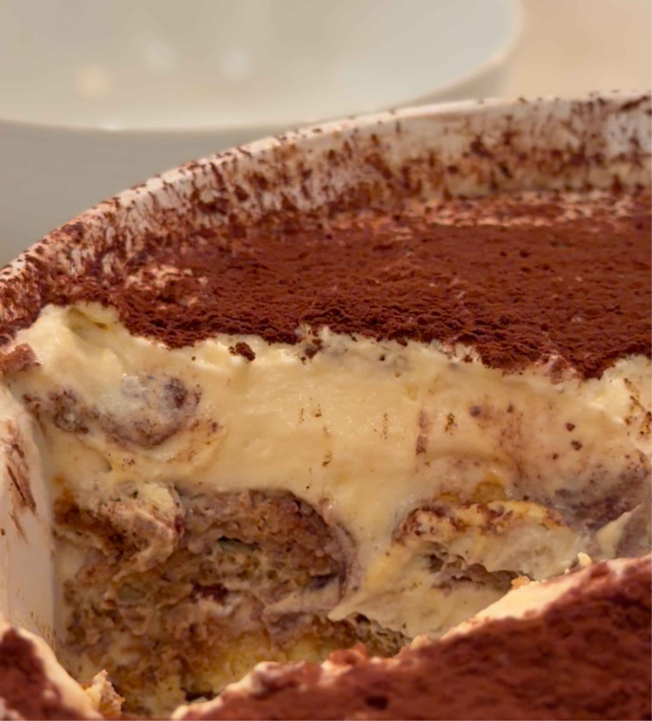 Creamy tiramisu in a bowl