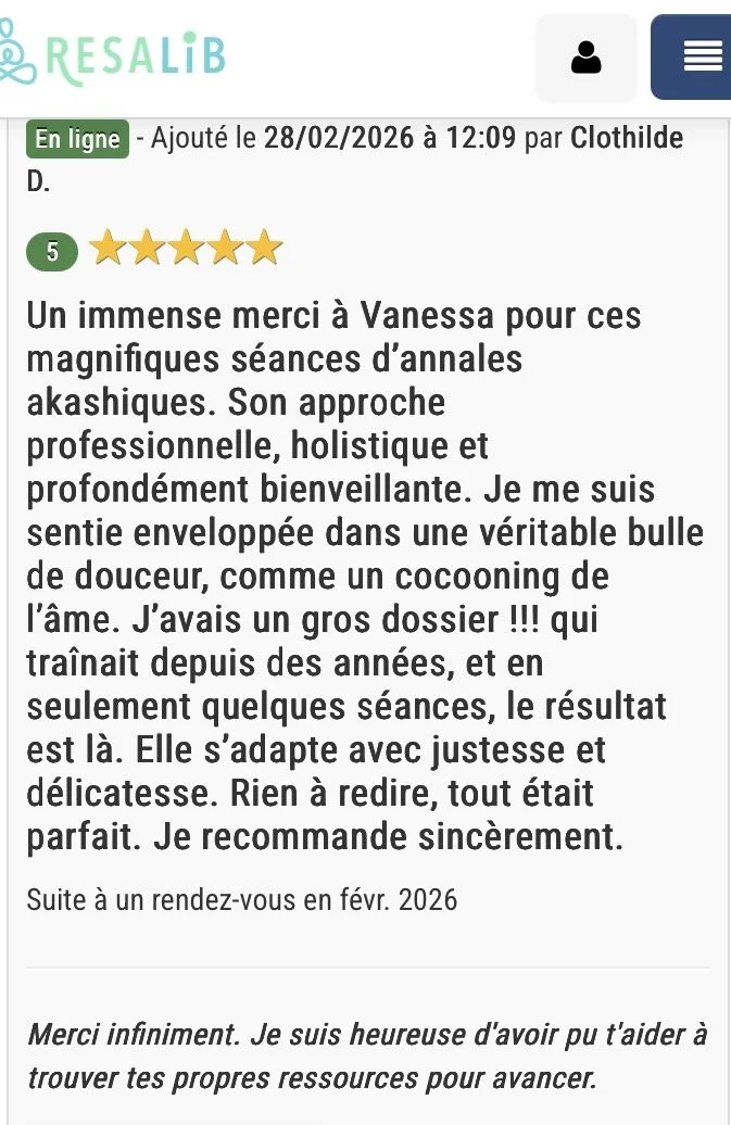 Retour d'expérience de Clotilde suite à un atelier de nettoyage karmique avec Vanessa Lieto - Orah Nes Sens.