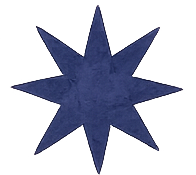 Dark blue eight-pointed star shape