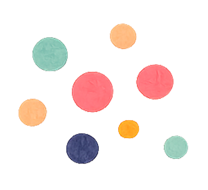 Colorful abstract circles of various sizes on a white background.
