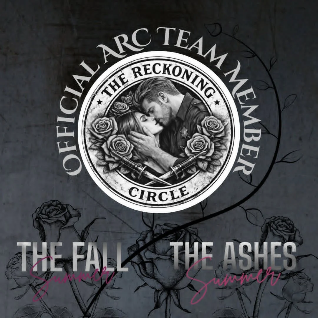 Album cover featuring a circular logo with a black and white illustration of a couple embracing surrounded by roses. Text around the circle reads 'Official Arc Team Member' and 'The Reckoning Circle.' Below, the album title 'The Fall The Ashes' and 'Summer' are written.