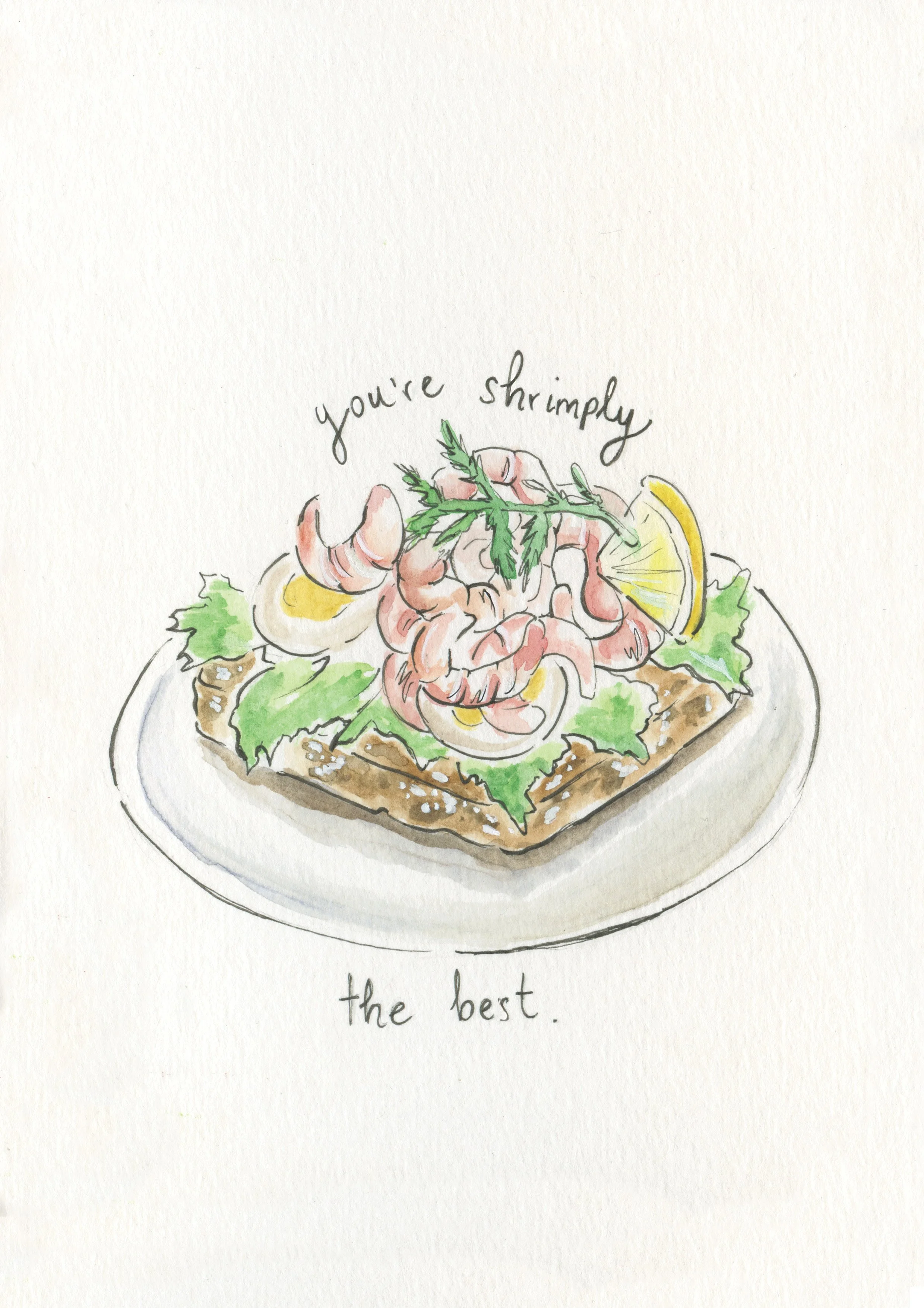 Shrimp Smørrebrød Greeting Card