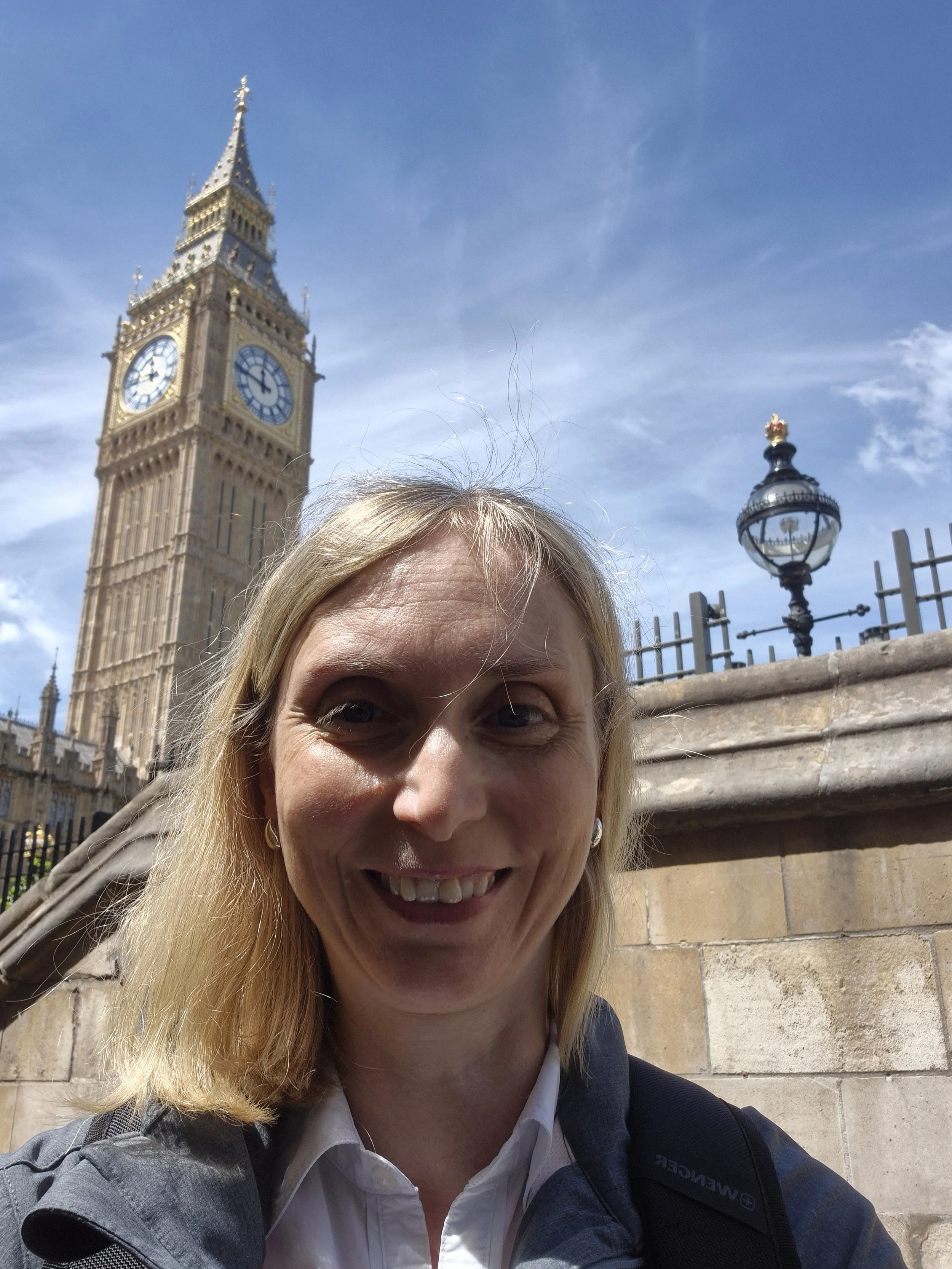Irene outside the House of Parliament, before an event to discuss employment for people with disability 16th June 2026