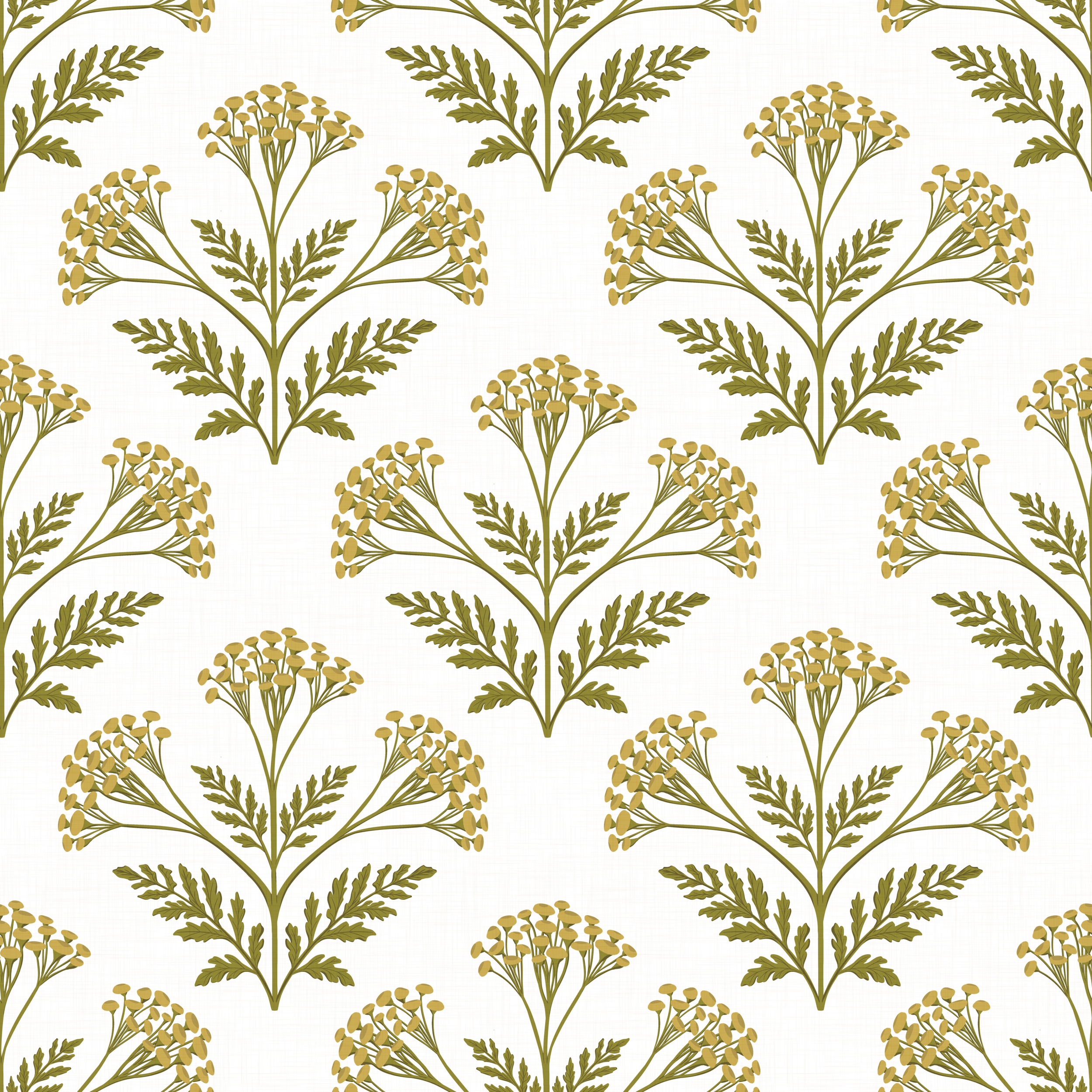 Repeating pattern featuring common tansy, arranged symmetrically.
