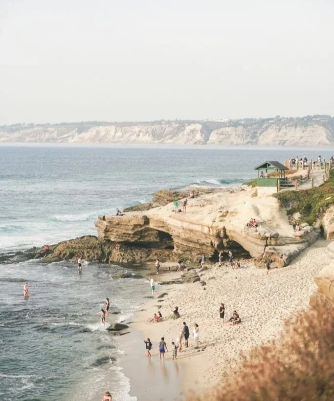 La Jolla beach and rocky coastline in San Diego, California.