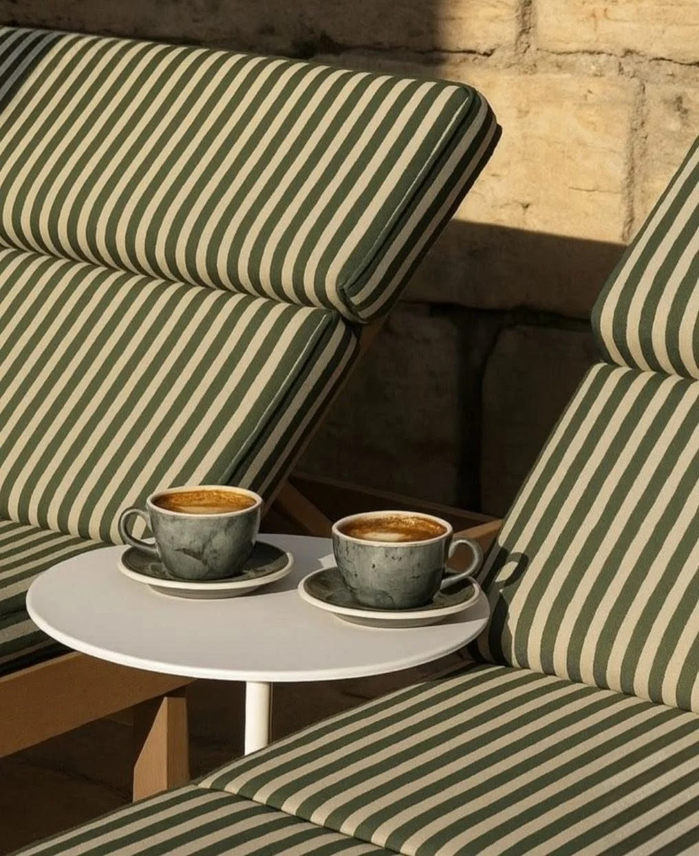Coffee on a sunlit patio in La Jolla, California.