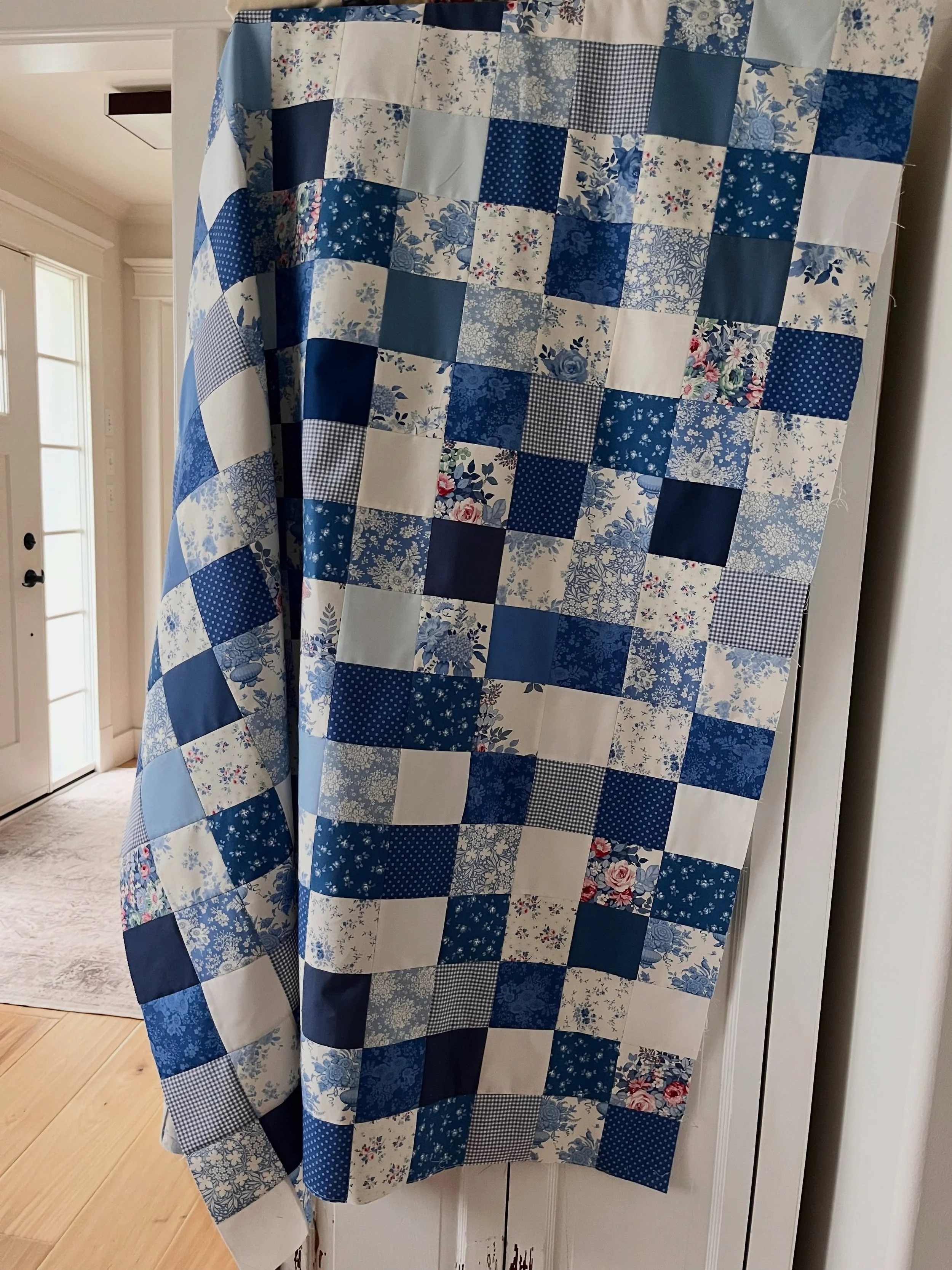 Oh my, this one is pretty-It features the something blue line by Tilda fabrics,  my first ever FQ bundle in 27 years of quilting. I typically buy width of fabric but saw this bundle at @violetquilts and had to have it. I added in some extras of cours