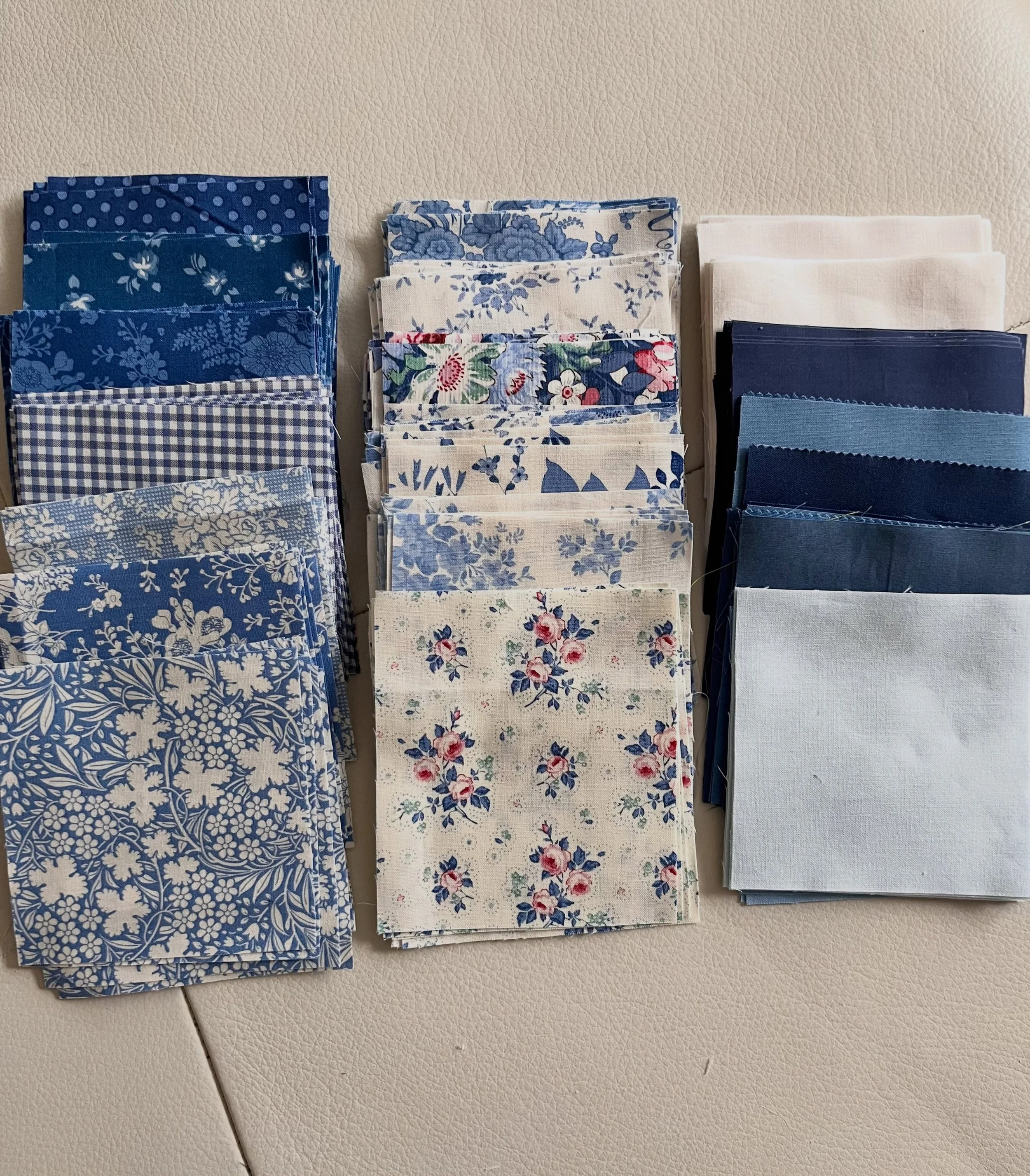 I&rsquo;m sharing a little peek at my August patchwork. Most of the prints are from Tilda&rsquo;s something blue collection with a few solids and other coordinating fabrics thrown in for good measure. #patchwork