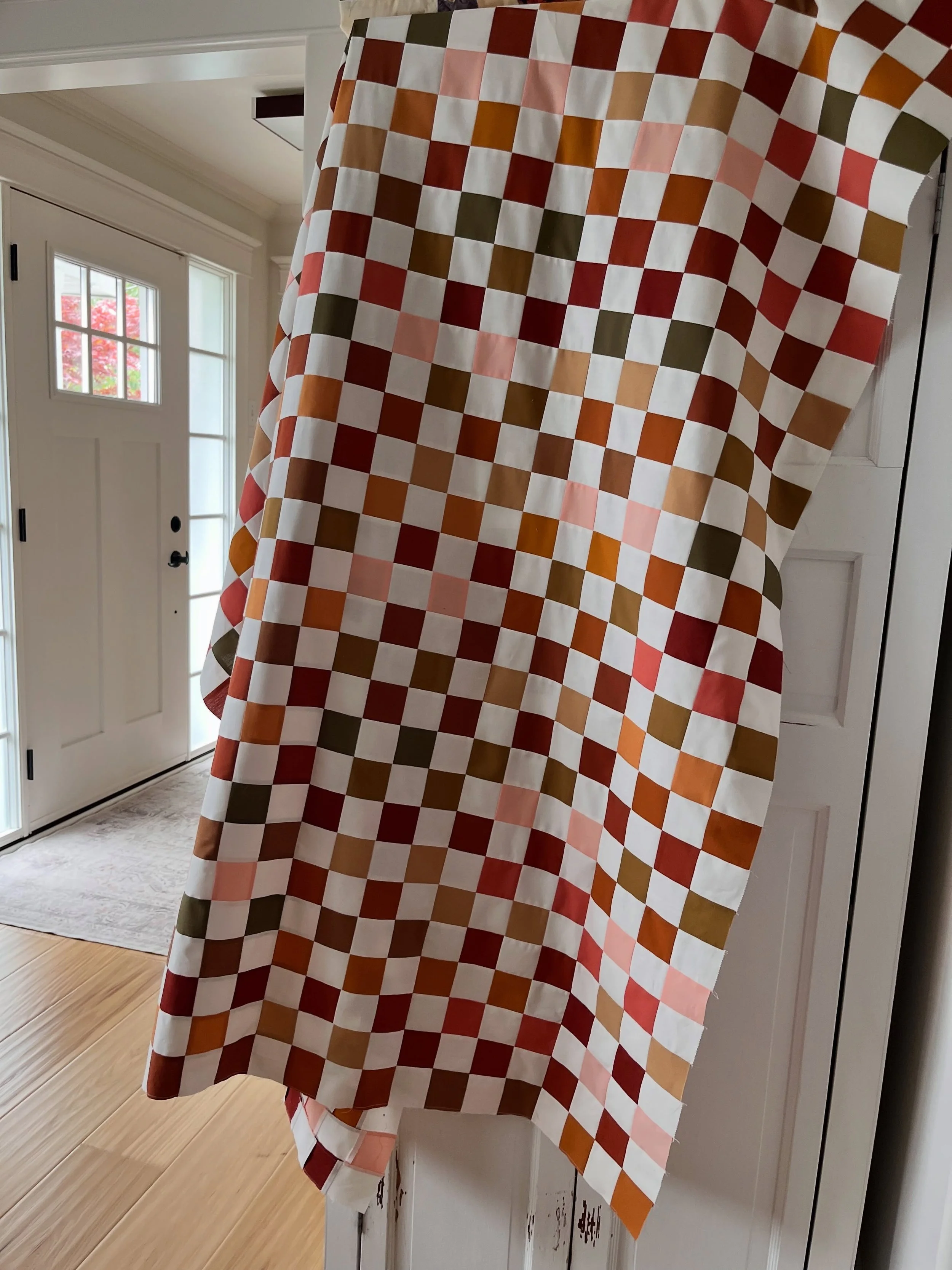 Well, this week I intended to make a 16 patch quilt. But then, I had an idea. What if I just mixed up all the colors instead of two color blocks, and make it a 20 square block? Anyhow, it will be another week or so before I get the quilt finished, bu