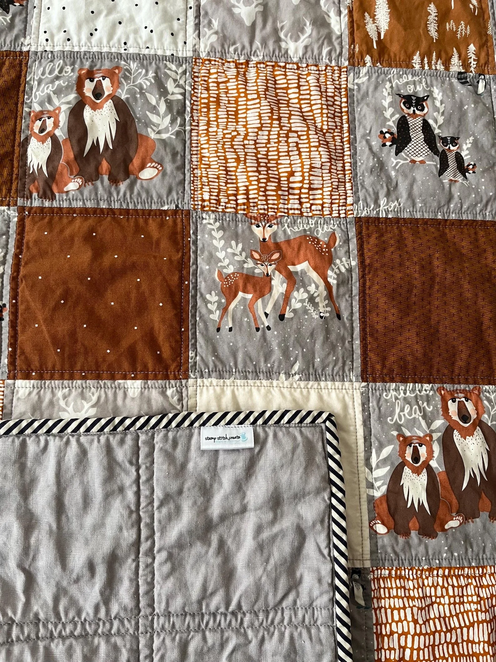 Woodland Friends Baby Quilt: Patchwork Nursery Decor (40x48)