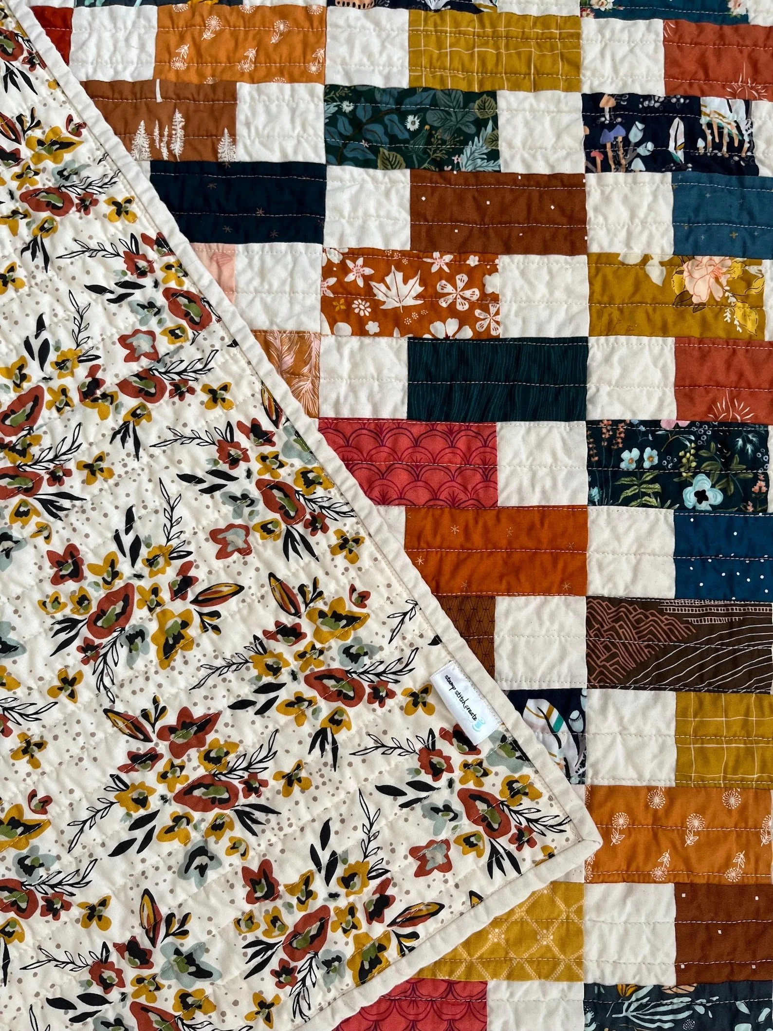Maplewood Quilt: Earth Tone Nursery Lap Patchwork Quilt (46x49)