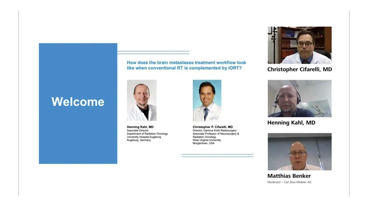 Discussion of intraoperative radiotherapy (IORT) as part of the treatment of surgically resected brain metastases, including treatment workflow, patient selection, and integration of surgery and radiation therapy