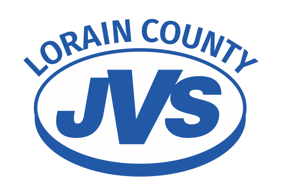 Logo of Loran County JVS with the text 'Loran County JVS' in blue on a white oval background.