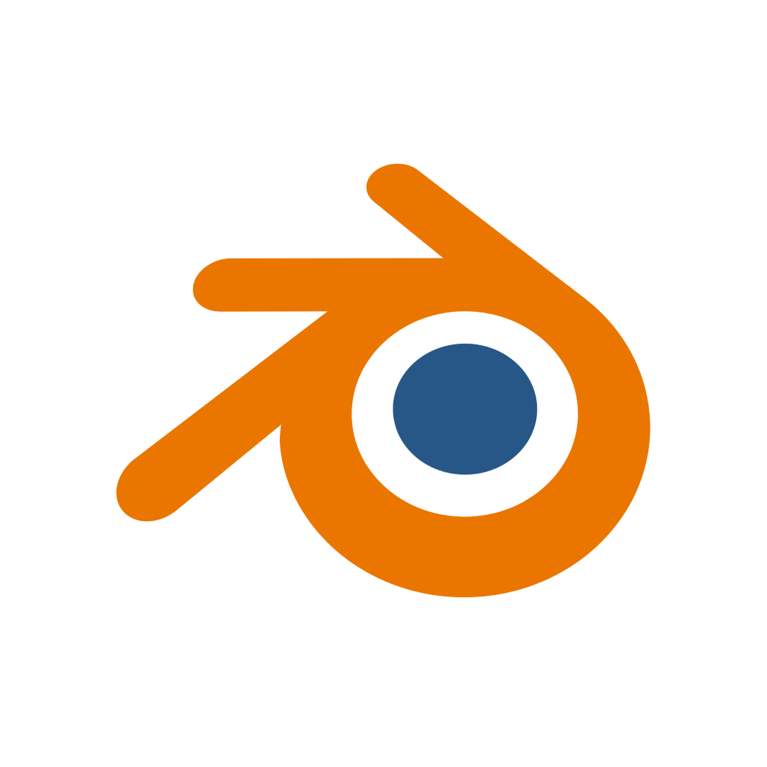 Stylized orange and blue eye logo with an arrow element.