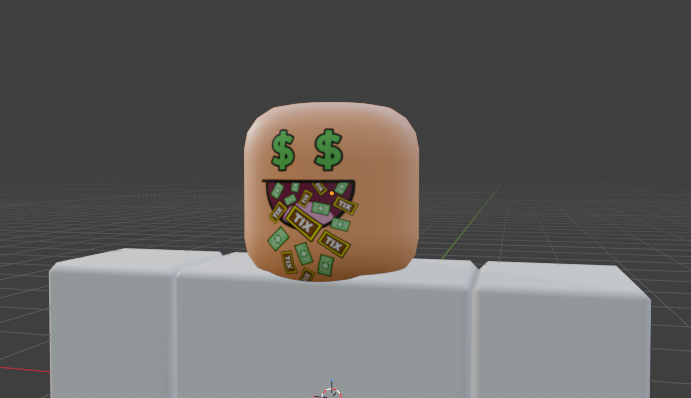 3D computer graphic of a brown, rounded rectangular object with a black face assembling various colorful dollar bill and money-related icons, placed on a white block.