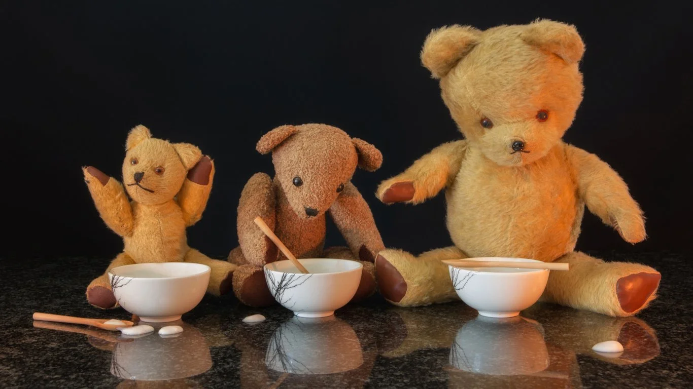 The three bears from the story of Goldilocks