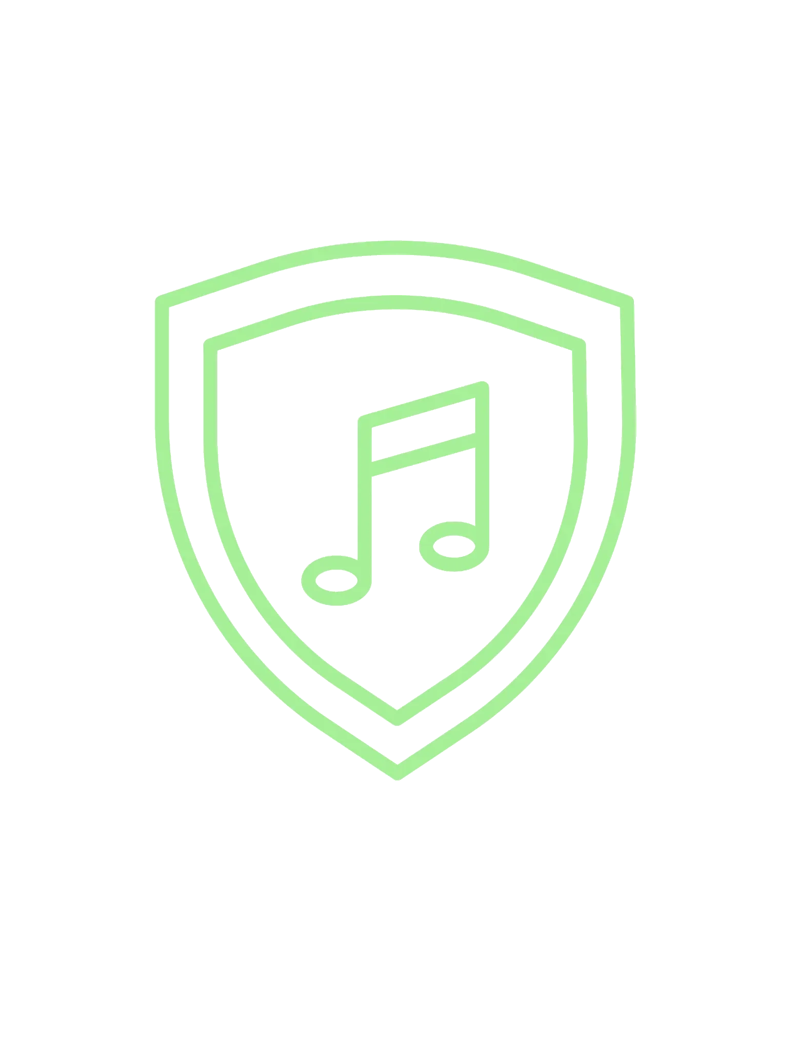 shield with music notes in the middle
