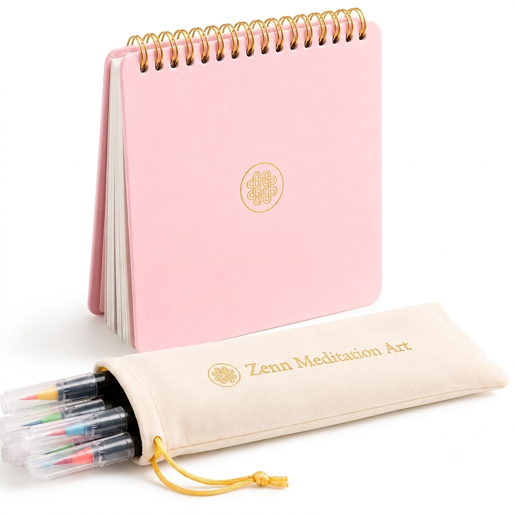 Beautiful Pink Spiral Bound Mandala Zen Colouring book with pens art set
