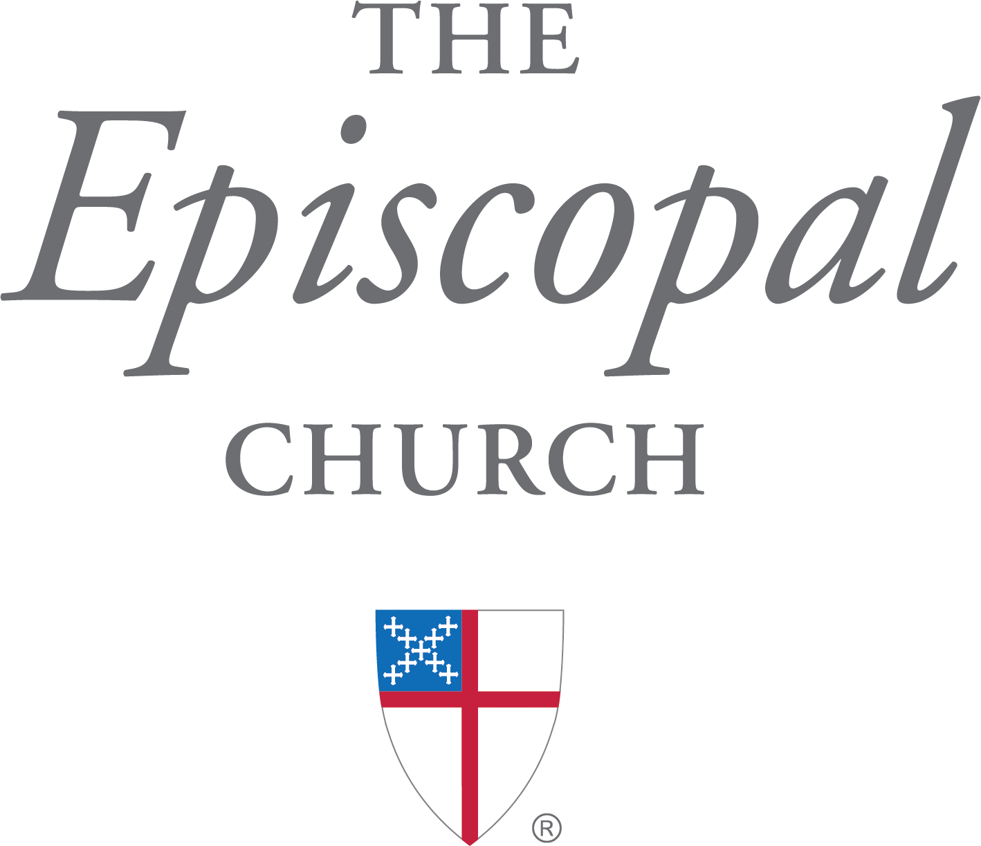The logo of The Episcopal Church featuring the church name in stylized text above a shield with a red cross and blue canton with white crosses.