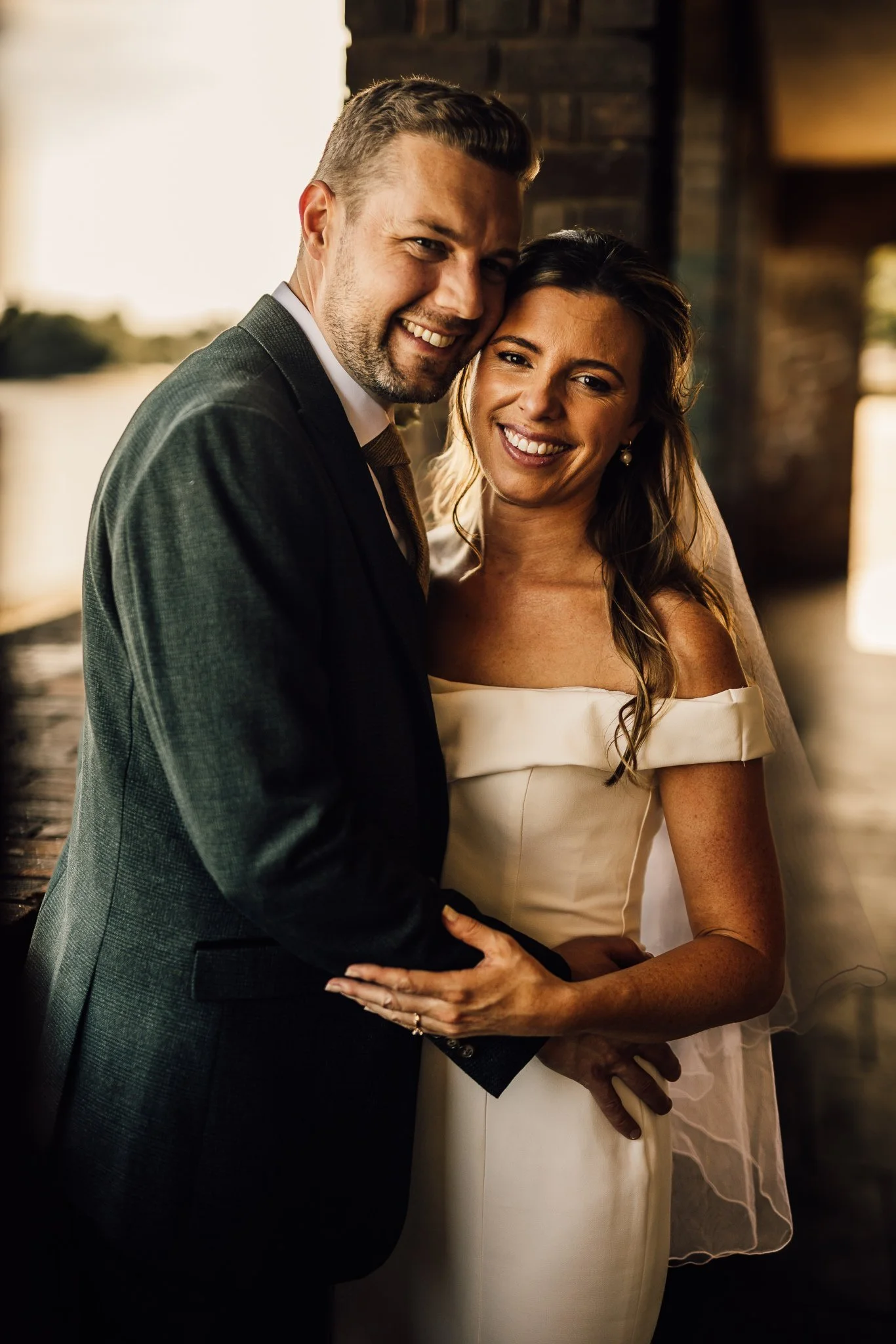  Bride and groom smiling 