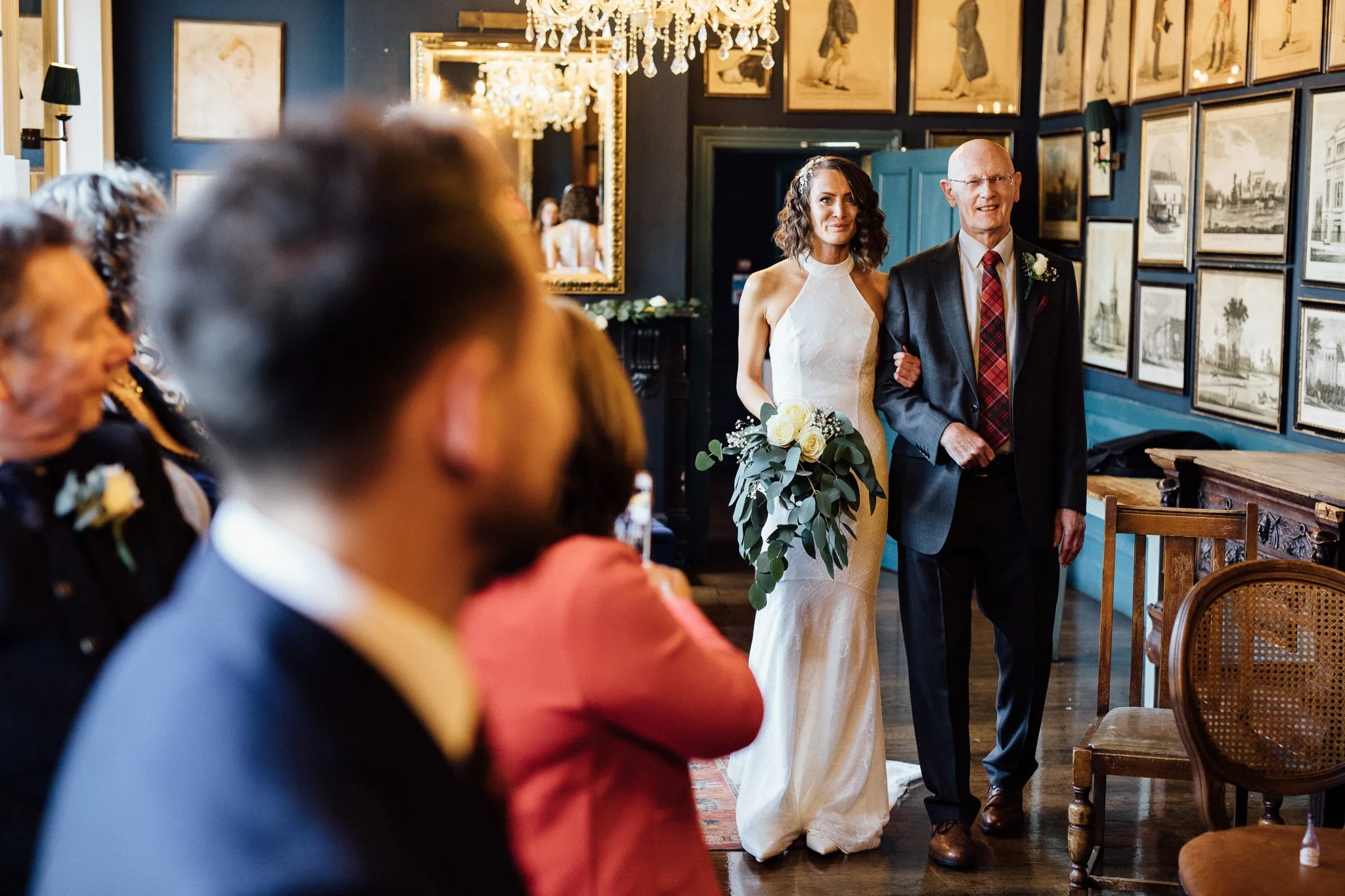  Bride enters the ceremony room at The Bull and Gate in Camden 