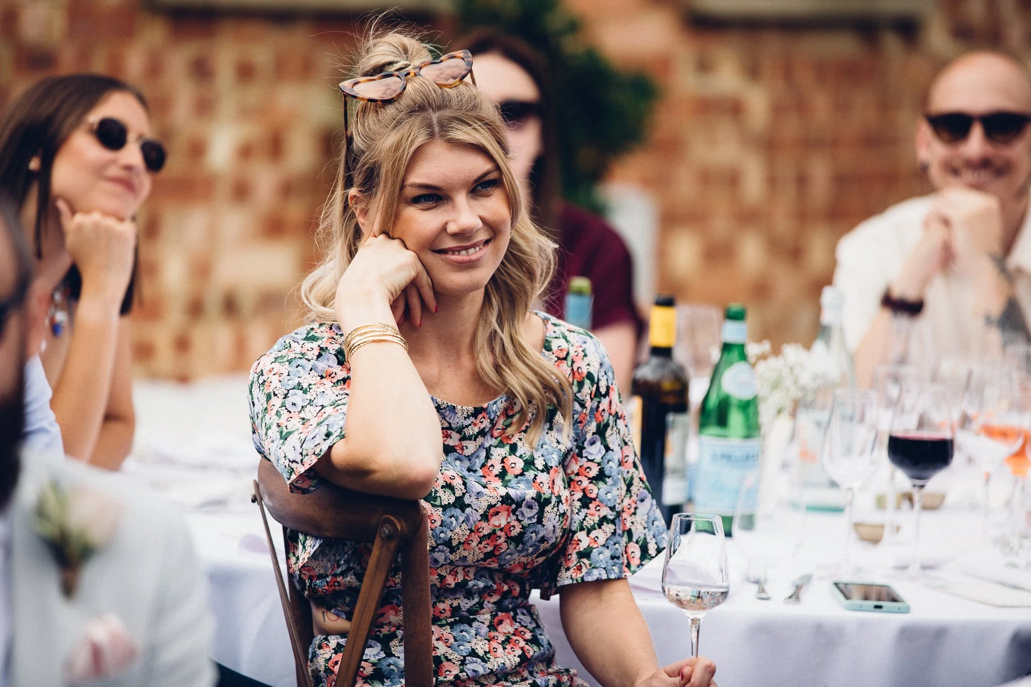  Wedding guest listening during the speeches 