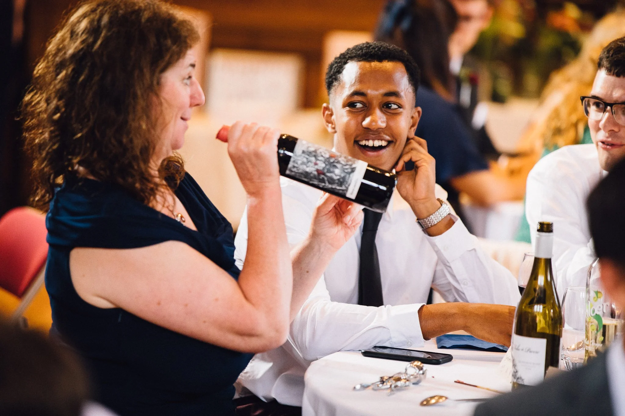  Wedding guests laughing 