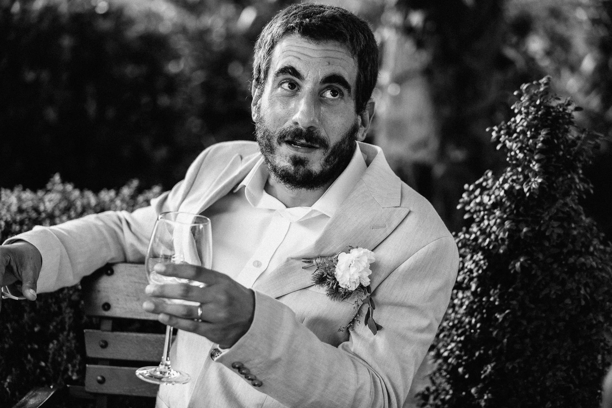  Groom relaxing and having a drink after getting married at Hammersmith Register Office. 